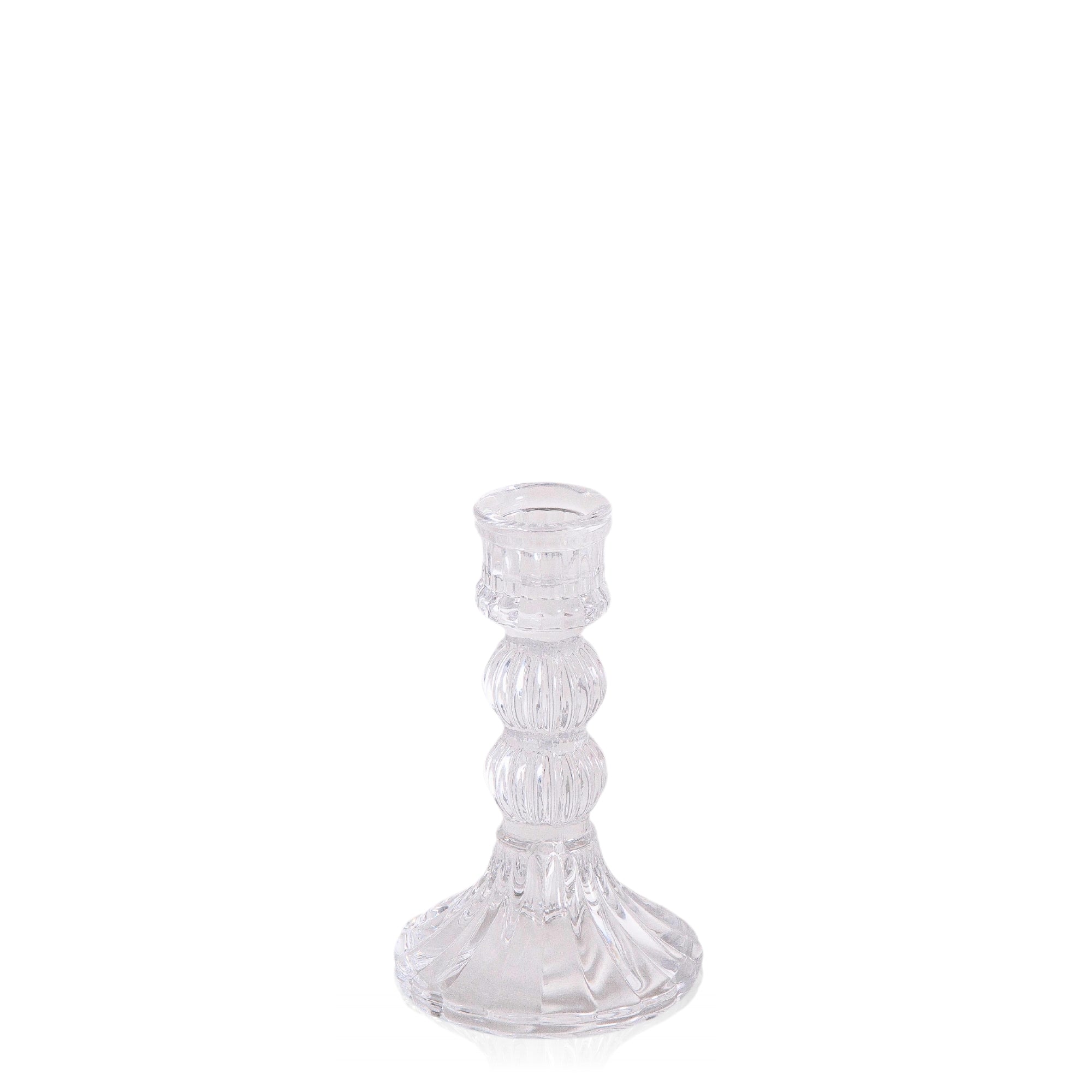 Vintage Glass Taper Candlestick Set of 3